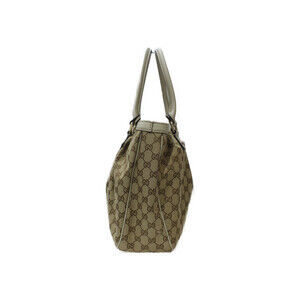 Gucci handbag Beige canvas Tan leather GG white